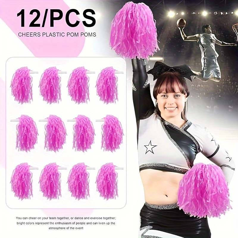 12 Pcs Cheerleader Pompom Dance Cheer Pom White Pom Poms DIY Cheer