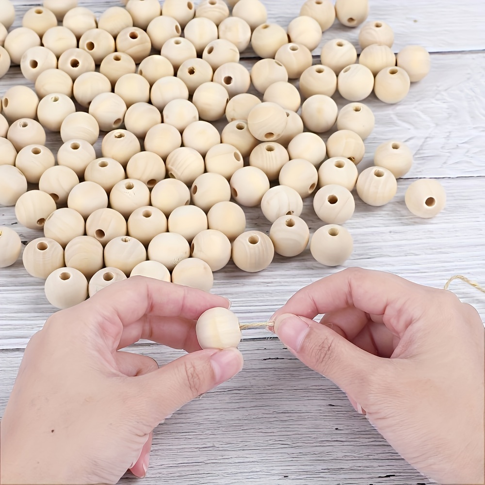 Wooden Beads For Crafts Large Wood Beads With 10 Metres Jute - Temu