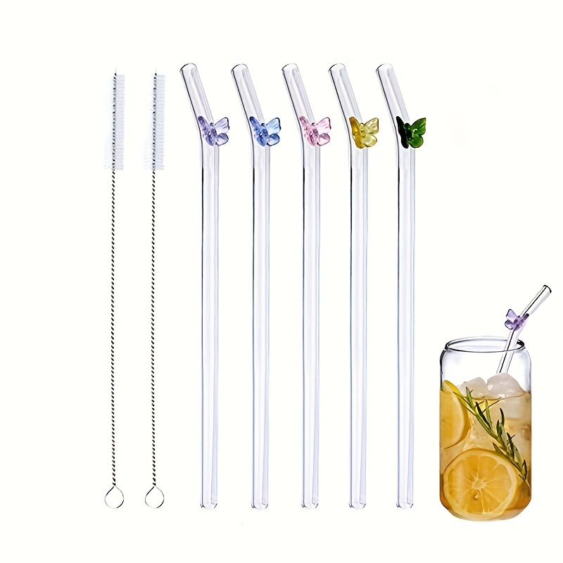 Reusable Glass Straws 2 Regular Straws 2