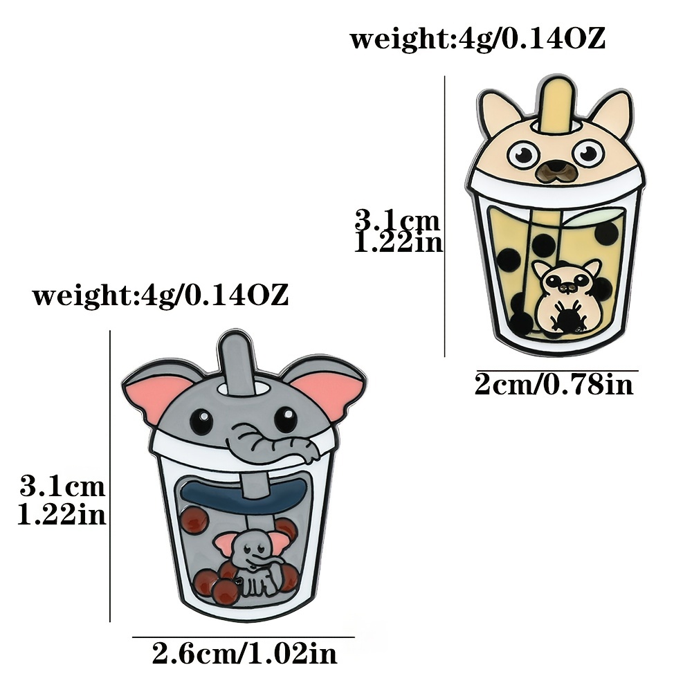Cartoon Animal Milk Tea Brooch Fashion Elephant Shark - Temu