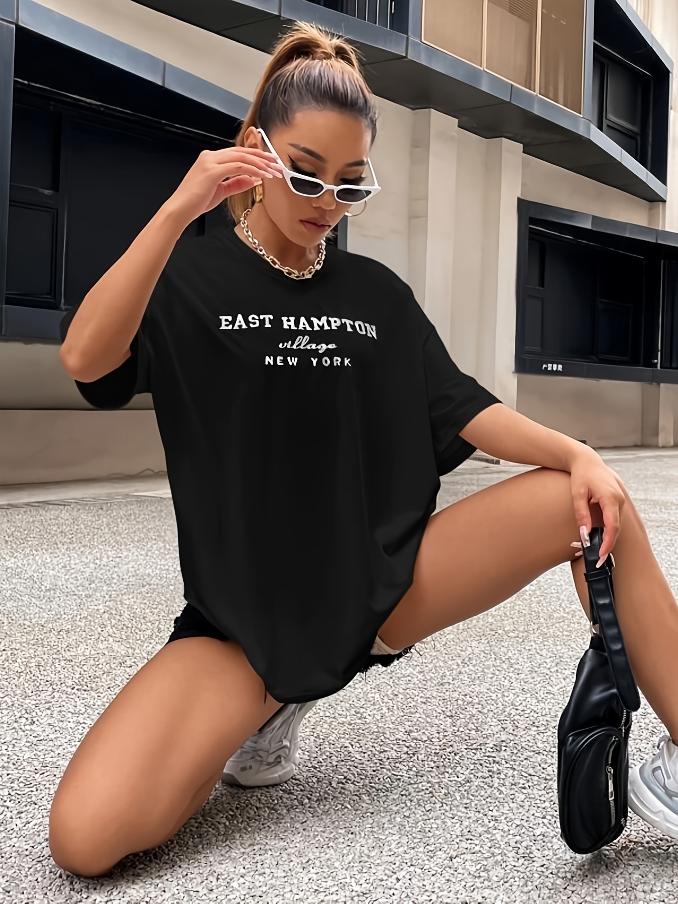 Ease Oversized Short Sleeve T-Shirt Black