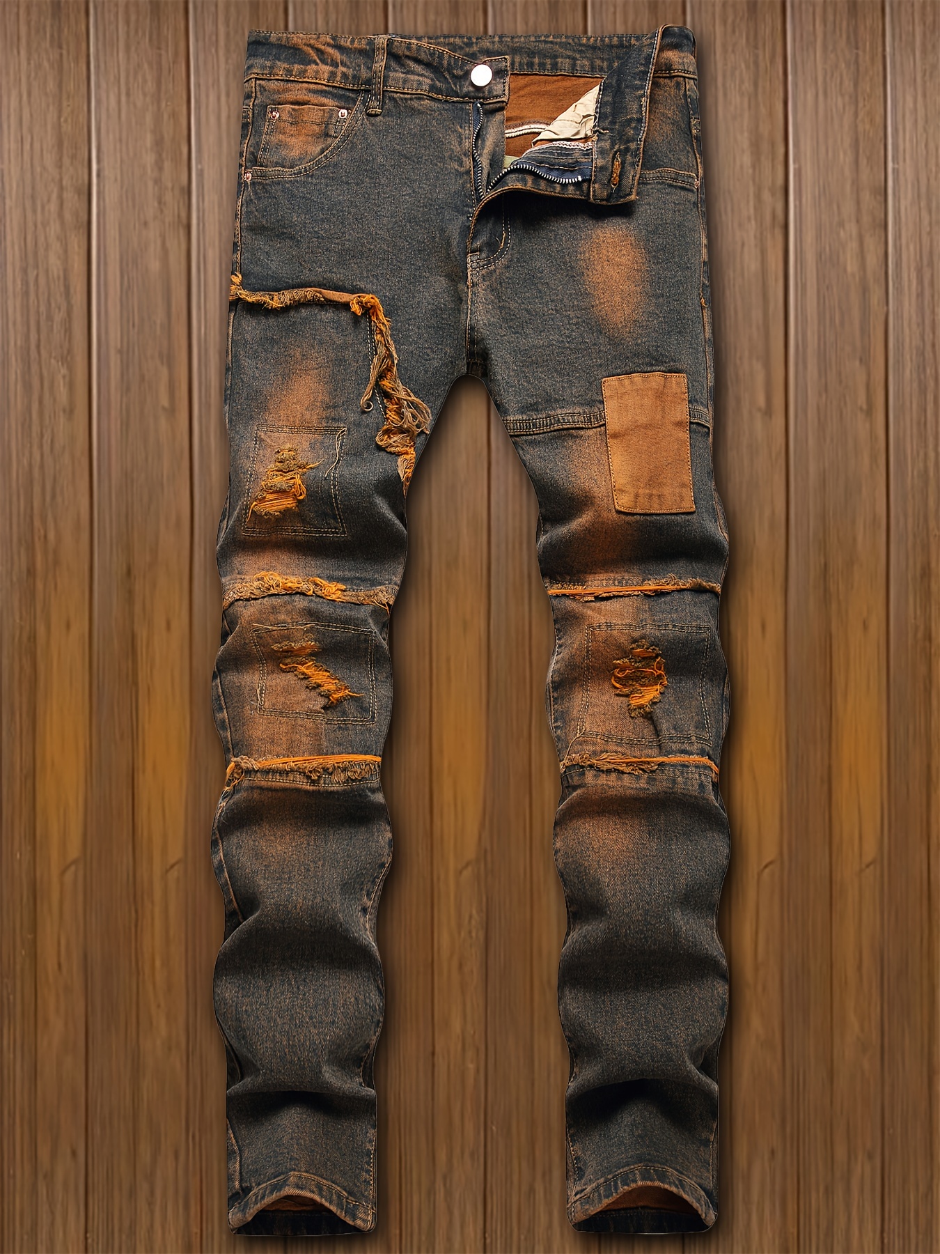 Vaqueros Vintage Ajustados Pantalones Elásticos Medios - Temu