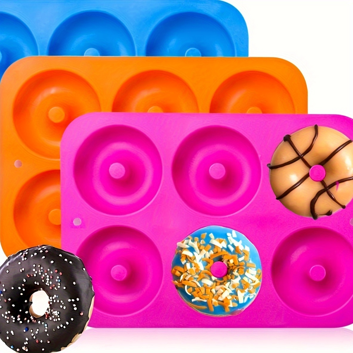 Durable Silicone Donut Pan - Non-stick, Easy Clean, Bpa Free, Perfect For  Cake, Biscuit, Bagels, Muffins, And More! - Temu