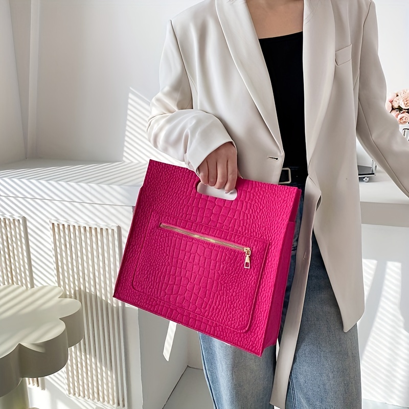 Crocodile Embossed Felt Handbag Women's Clutch Purse