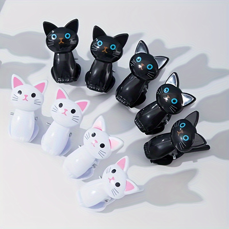 

8pcs Potato Chip Bag Clips Food Bag Clips Plastic Sealing Clips Cat Design Snack Bag Clips Cute Chip Clips Bread Bags Clamps For Airtight Seal Food Storage (black) Cute Cat Clips