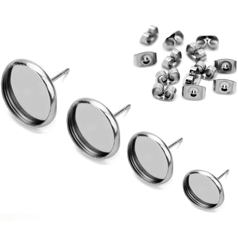 Blank Earring Studs Stainless Steel Cabochon Setting Ear - Temu