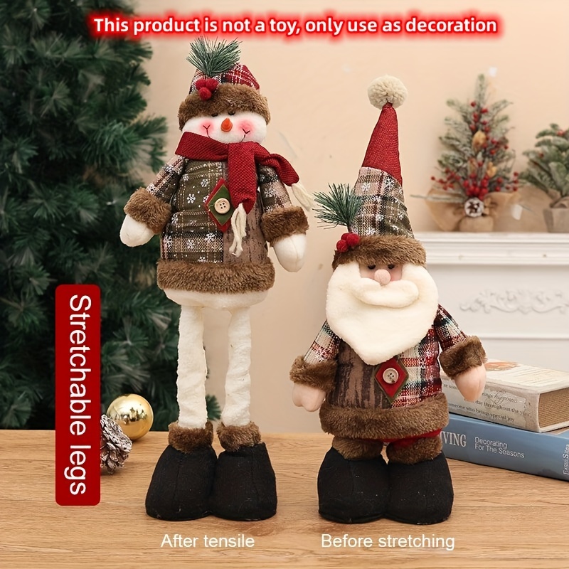 Vintage Christmas Decor Clearance Decoration Ornaments 1Pcs Christmas Dolls  Tree Decor New Year Ornament Reindeer Snowman Santa Claus Standing Doll