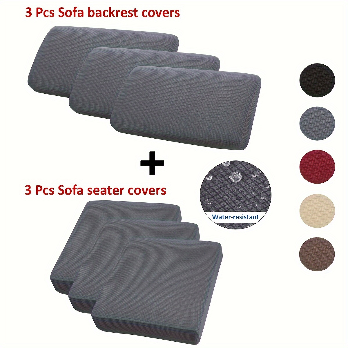 

2/6pcs/set Water Resistant Material Elastic Sofa Cushion Cover Couch Cushion Cover Sofa Cover Furniture Protector Sofa Couch Cover Living Room Office Home Decoration