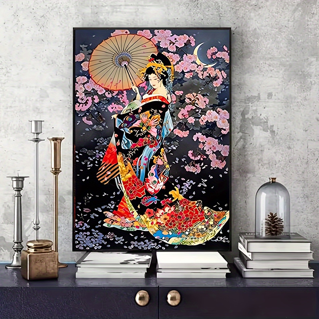 5D DIY Diamond Painting Cartoon Kimono Girl Full Drill Mosaic Cherry  Blossoms Home Decor Picture of Rhinestone Stickers 