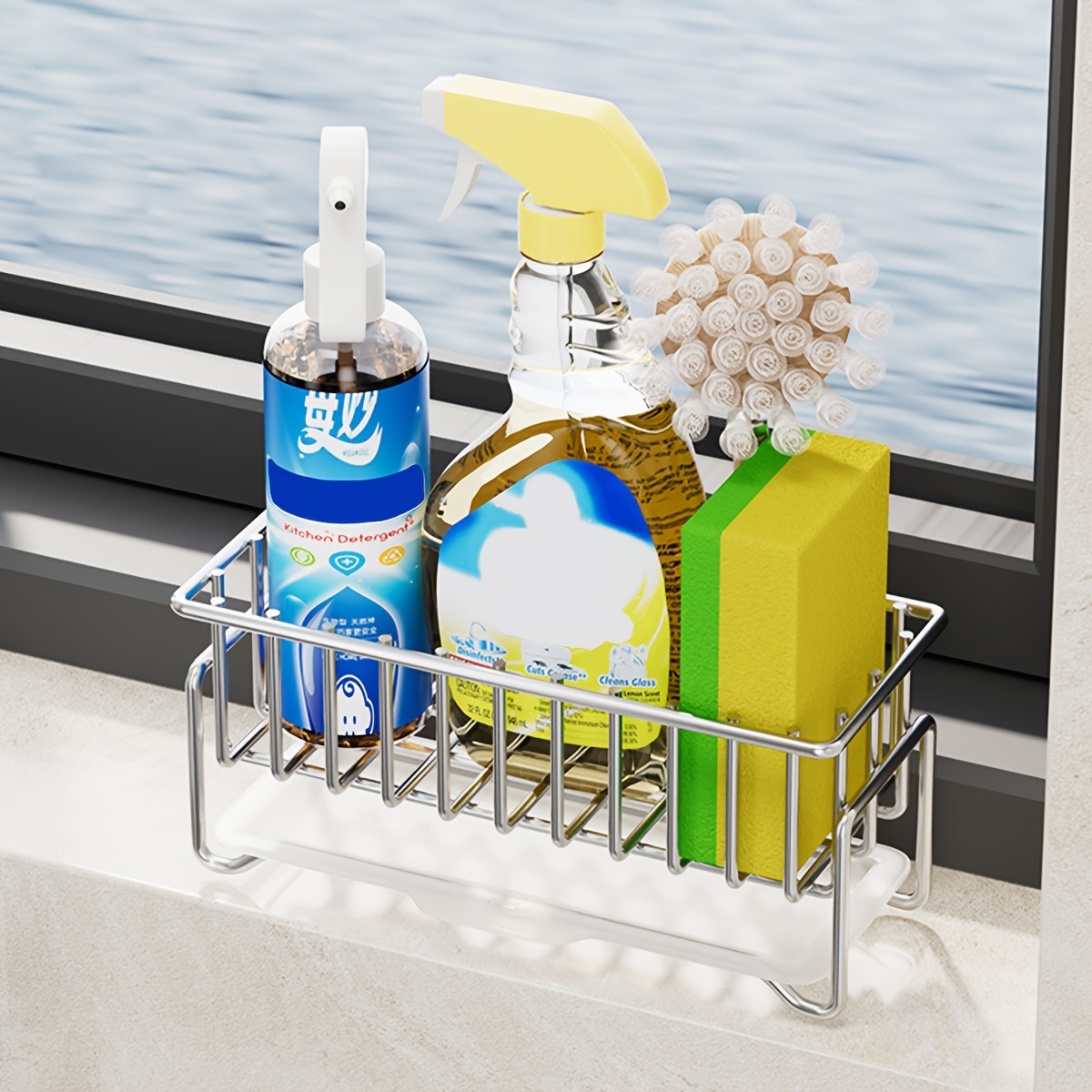 kitchen sink organzier,soap and sponge holder bottle washing Sponge Scrubber