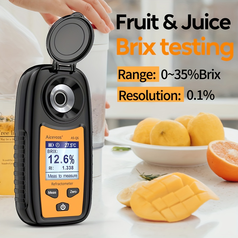 Digital Refractometer Digital BRIX Tester Sugar Meter Ideal for Drinking  Water Beverage Kombucha Orchard Fruit Juice Carbohydrate Content High  Accuracy Portable Refractive Index Tester 0-58%: : Industrial &  Scientific