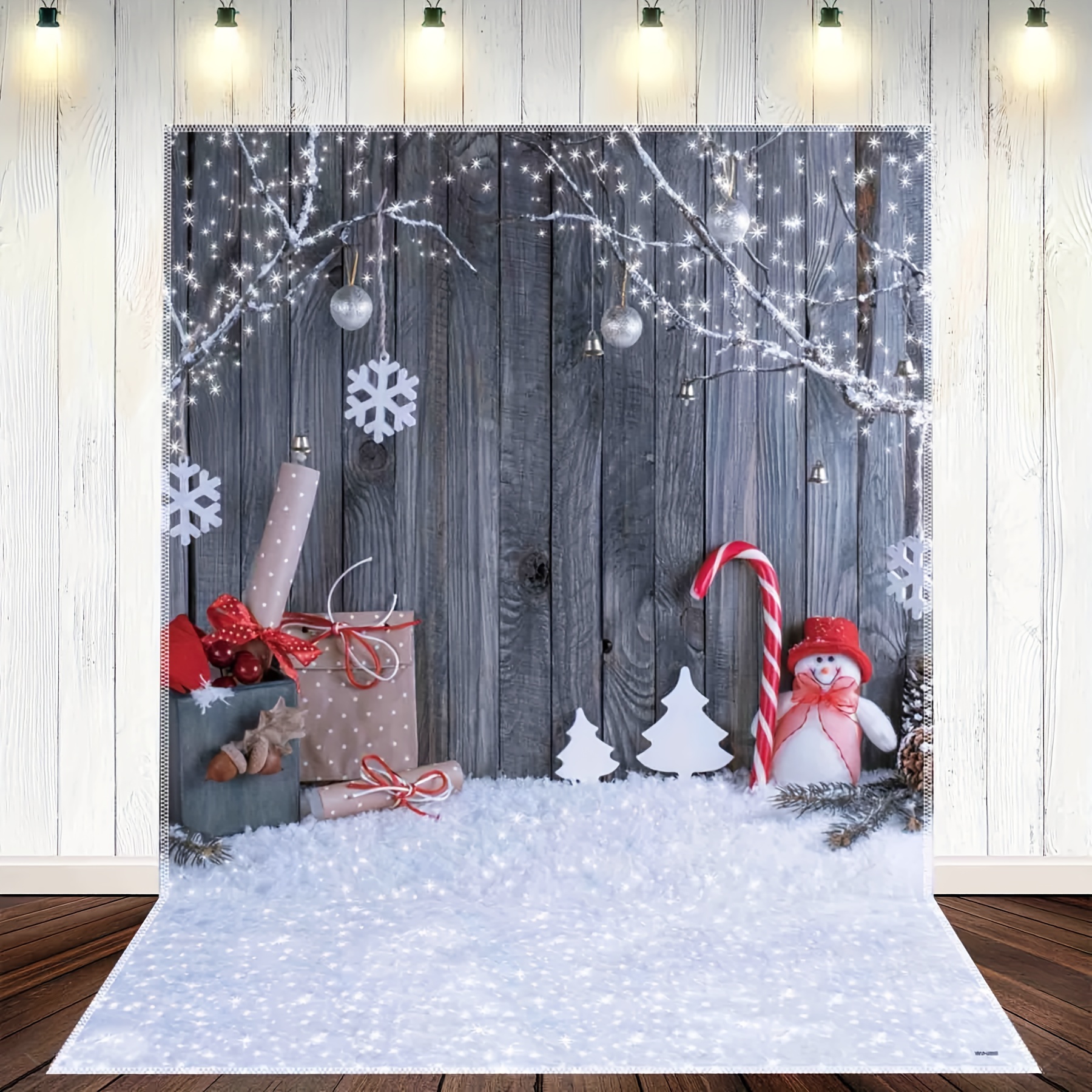 1pc, 72x43inch/96x60inch Winter Wonderland Birthday Polyester Photography  Backdrop, Christmas Snowflake Baby Shower Party Photo Background Tapestry, O