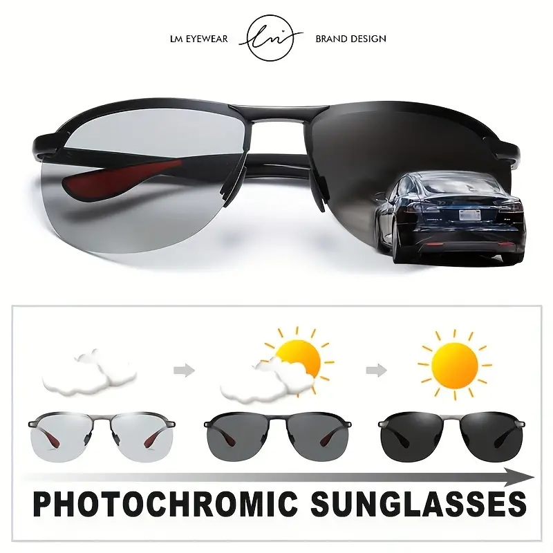 LM 2023 Photochromic Sunglasses Polarized Men's Chameleon Glasses