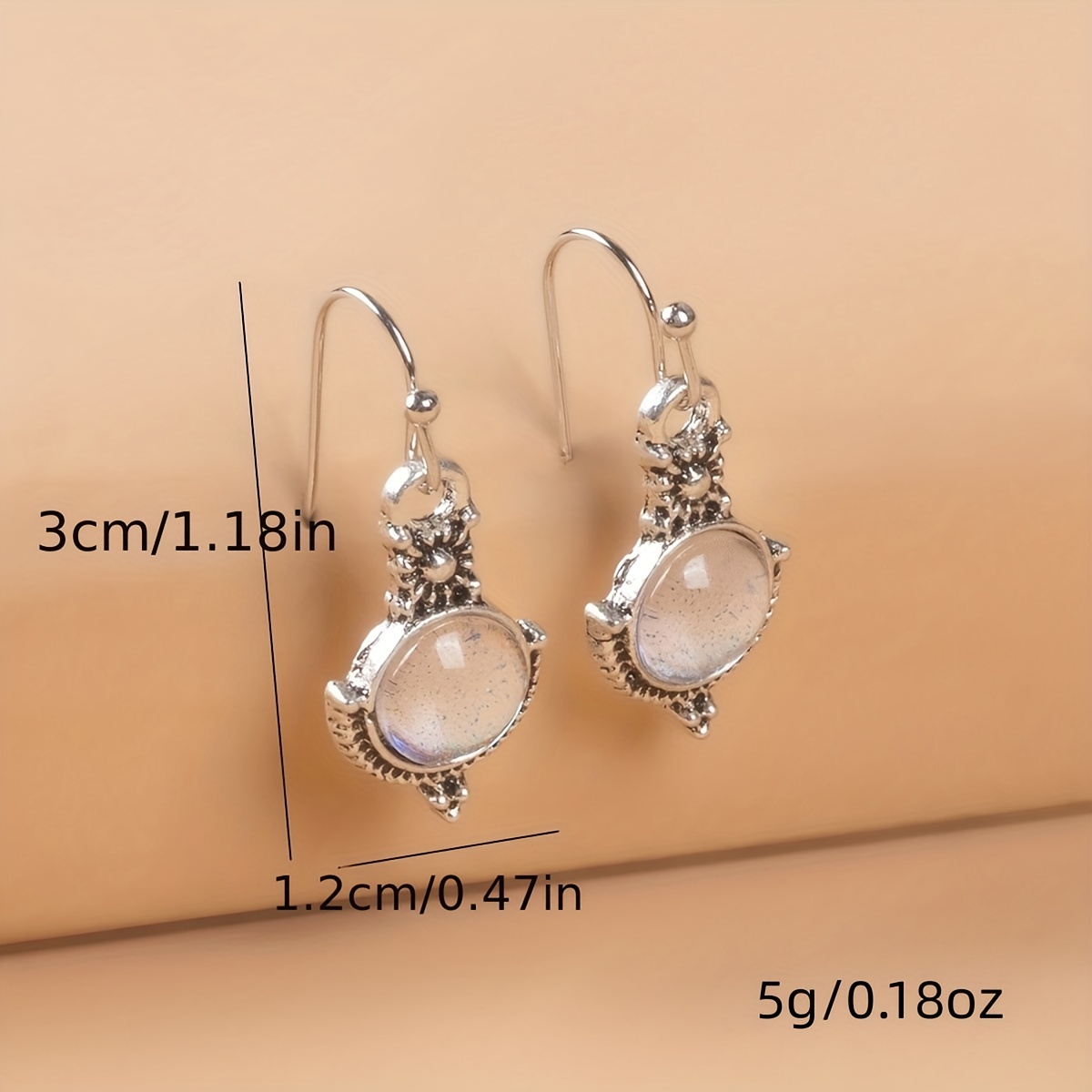 Vintage Moonstone Long Drop Dangle Earrings for Weddings & Parties