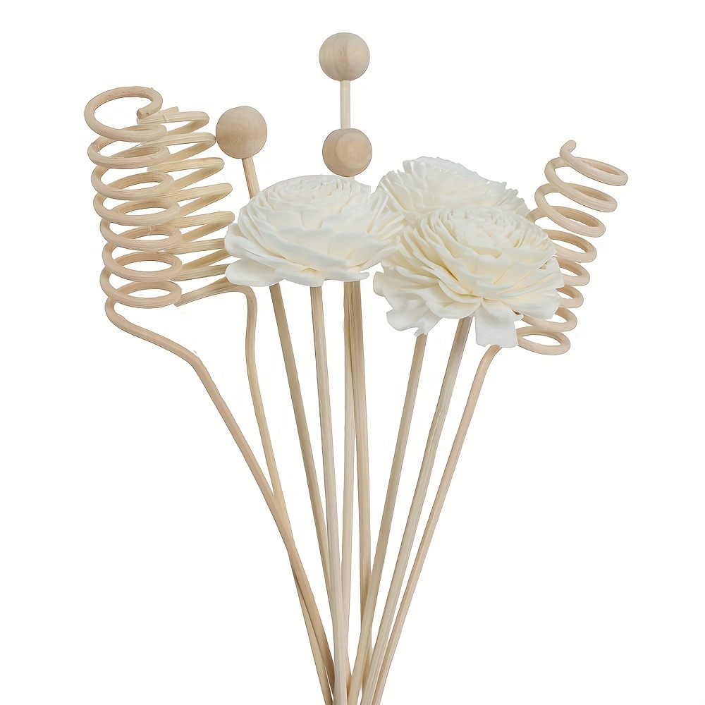 210 Pcs Bâtonnets de Diffuseur à Roseaux Bâtons de Diffuseur de Reed en  Coton Bâtonnets de Diffuseur d'Arômes d'Huile Essentielle avec Boules Fleurs  pour Maison Bureau Spa Salle de Bain : 