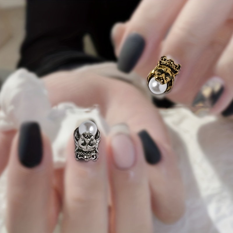 Baroque Retro Nail Charms Hollow Metal Punk Nail Jewels For - Temu