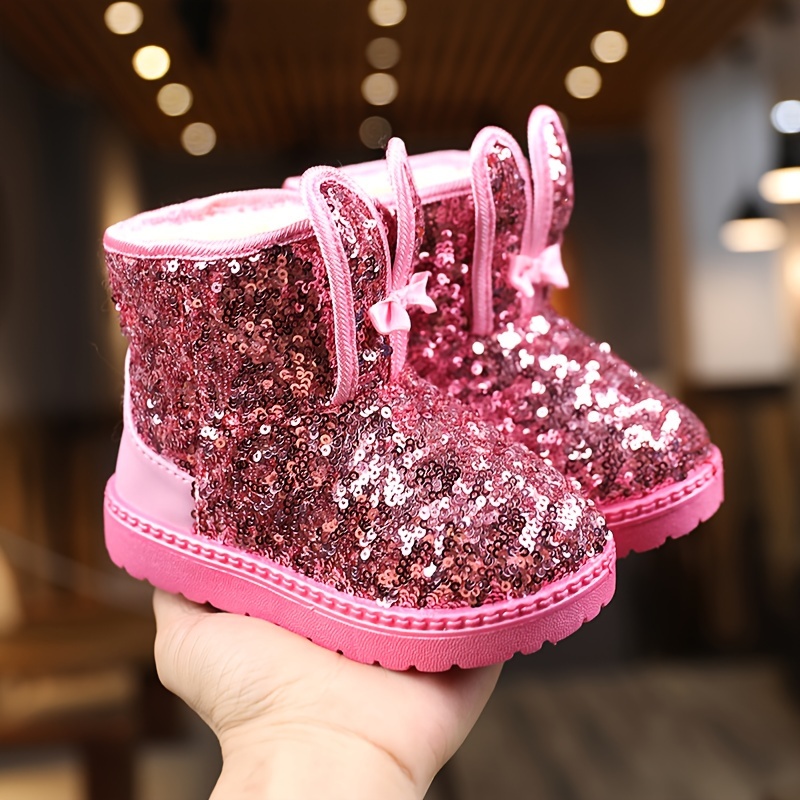 Cute Rabbit Ear Sequin Snow Boots Baby Girls Soft Warm Plus Temu