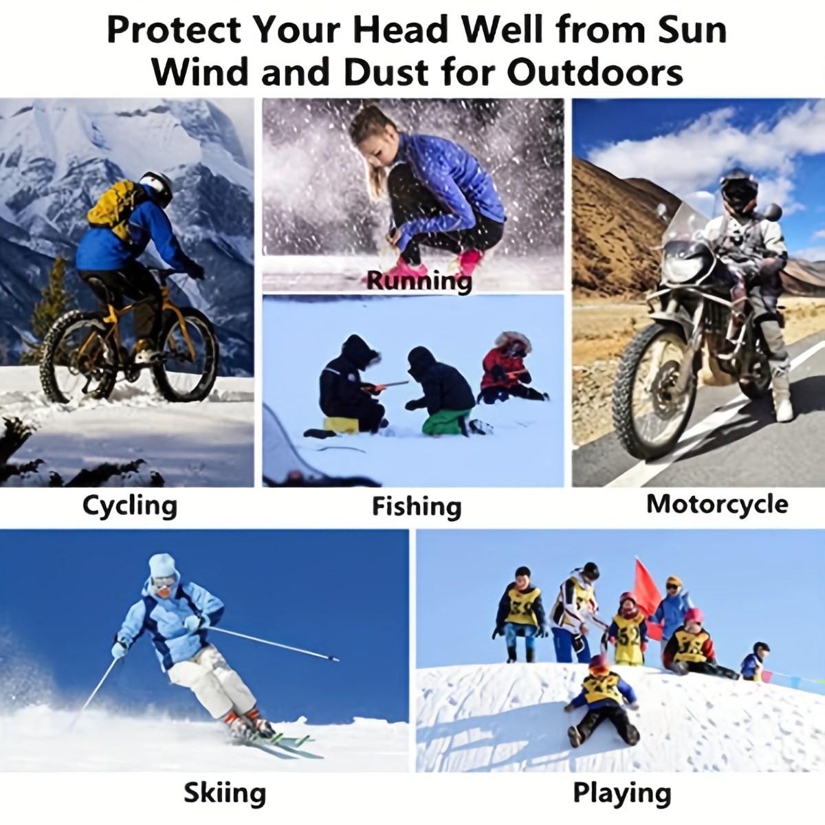 Acheter Cagoule d'extérieur pour hommes, masque de Ski de moto, coupe-vent,  cou chaud, protection complète du visage