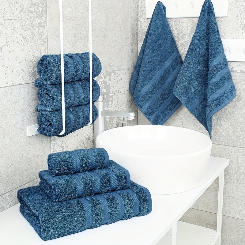 6 Piece Towel Set, 2 Teal Bath Towels, 2 Teal Hand Towels, 2 Teal wash  Cloth, Cotton Towels for Bathroom, Luxury Soft and Absorbent Bathroom Towels,  Blue Teal Towel Sets