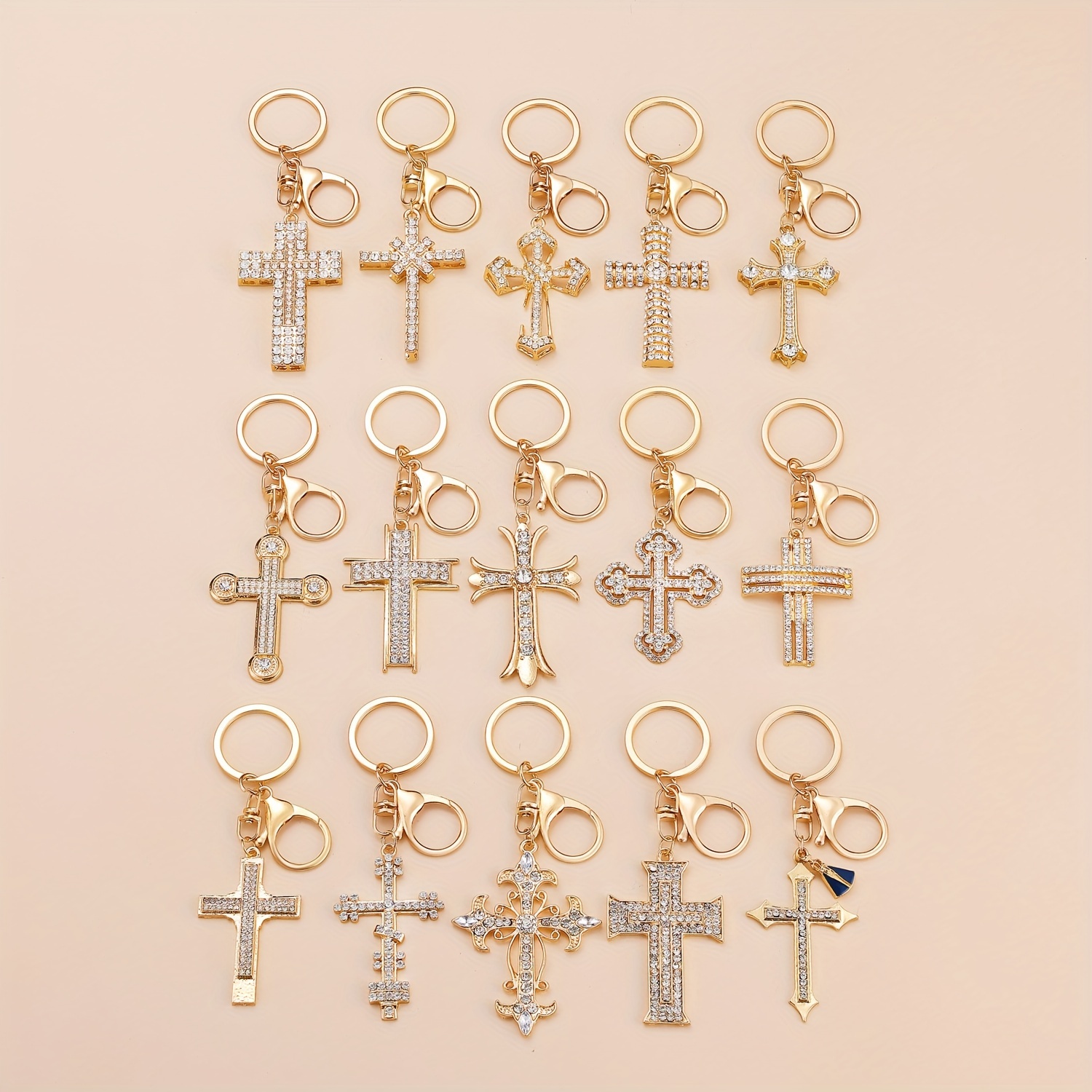 Rhinestone Cross Keychain Pendant Bag Key Ring Accessory - Temu