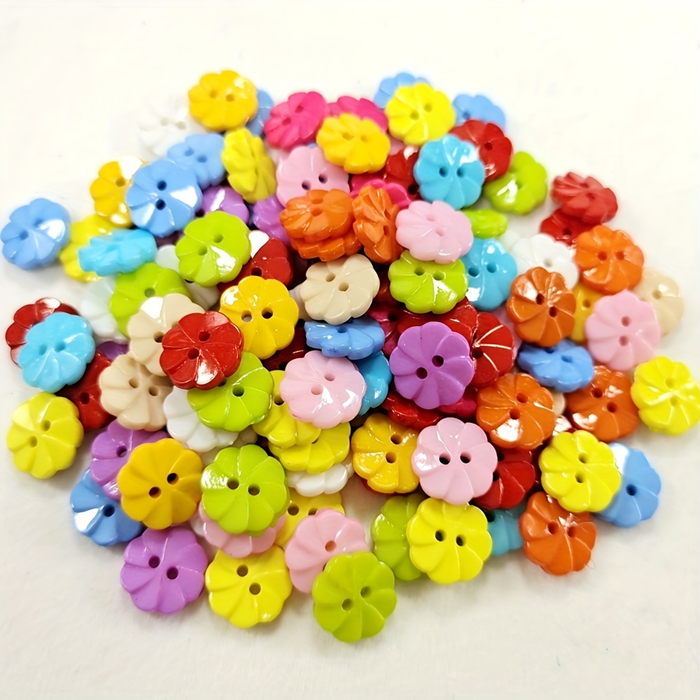  200Pcs Small Buttons for Crafts, Flower Shape Sewing
