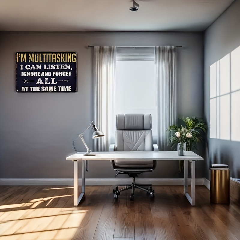 1pc Metal Sign Office Decor Men's Office Decor Office Desk Accessories I'm  Multitasking I Can Listen Ignore And Forget All At The Same Time Sign Funny