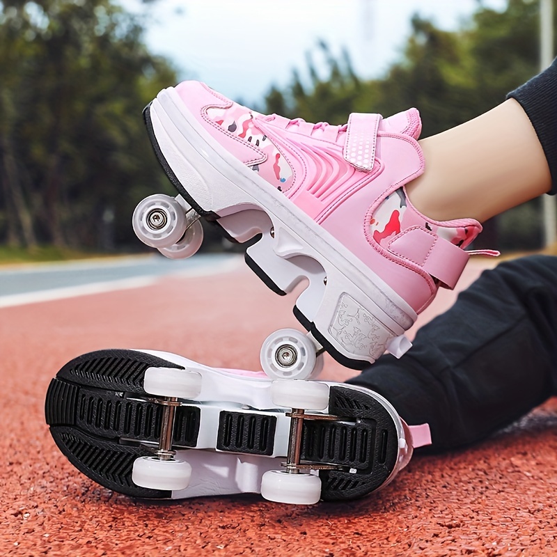 Filles rose Camouflage patins à roulettes chaussures à la mode