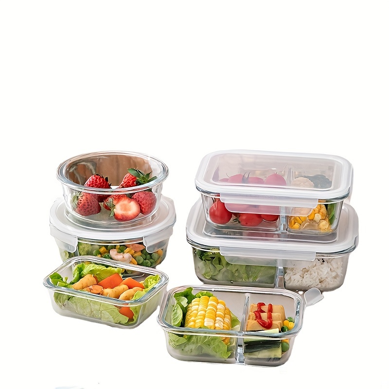 High Borosilicate Glass] Glass Lunch Box,glass Meal Prep Containers,glass  Bento Box,lunch Containers Airtight,kitchen Storage,glass Food Storage  Containers With Lids,high Borosilicate Glass For Restaurant - Temu