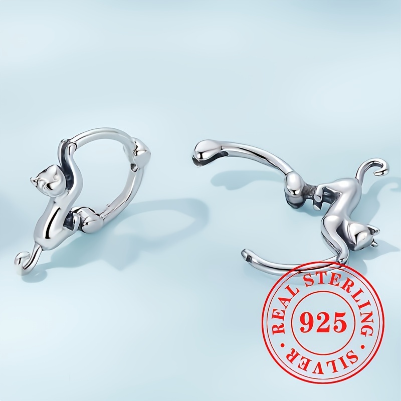 Fashionable Cat Ring Earring Set 925 Sterling Silver
