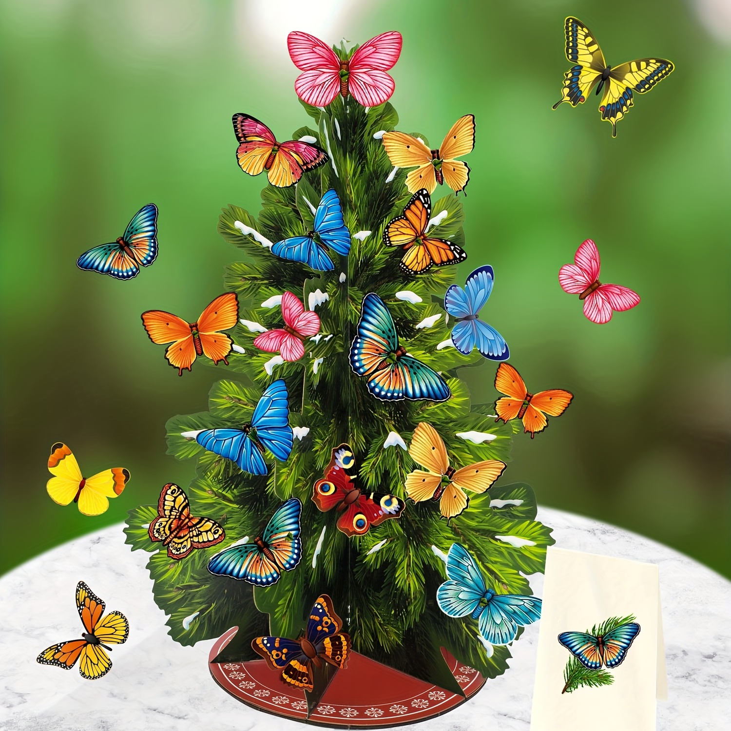 3d Pop Up Christmas Tree Detachable Bird Butterfly Penguin - Temu