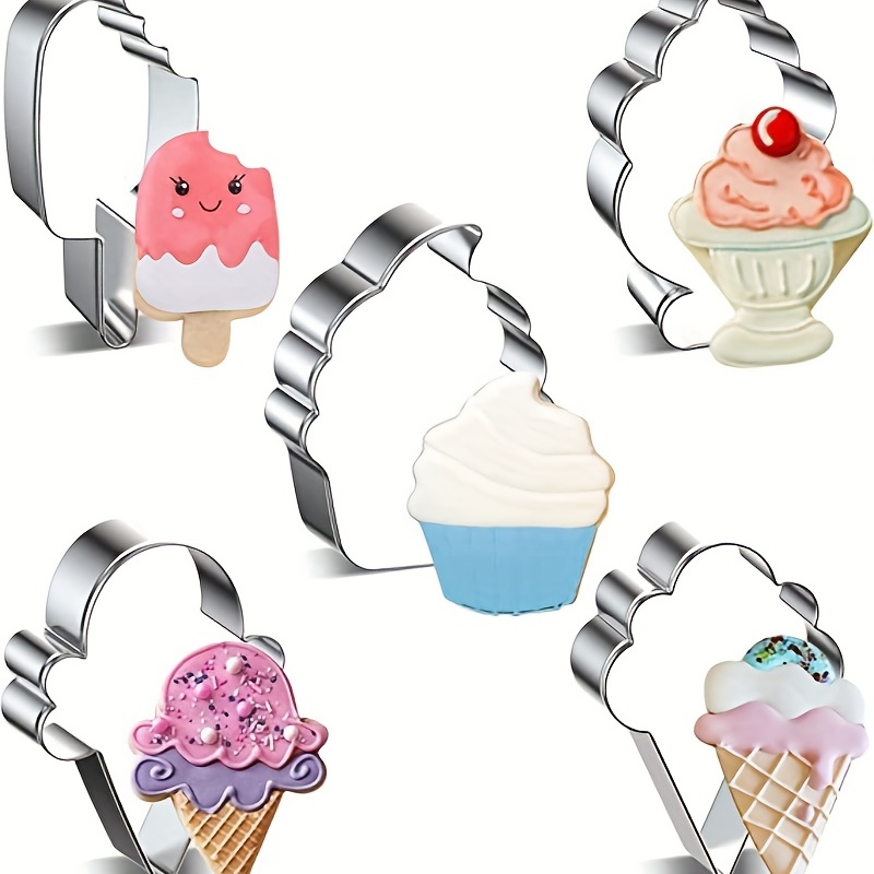 Ice Cream Shaped Cookie Cutters, Summer Ice Cream Cone Cookie Cake Mold  Bakery Supplies, Stainless Steel Metal Molds Cutters For Making Biscuits -  Temu