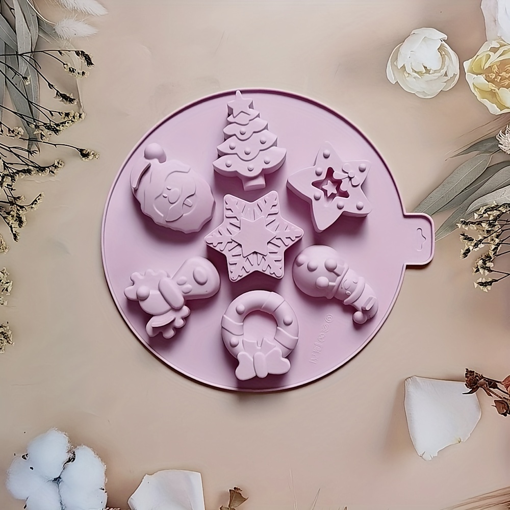 7 Cavity Round Christmas Cake Silicone Mold 3d Mousse - Temu