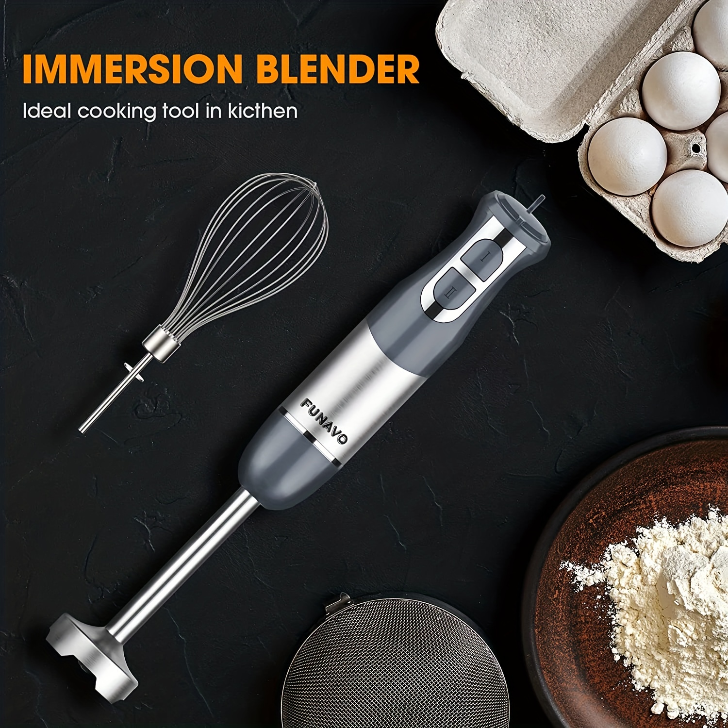 Hand Blender, 5-in-1 Immersion Hand Blender,12 Speed Turbo Mode