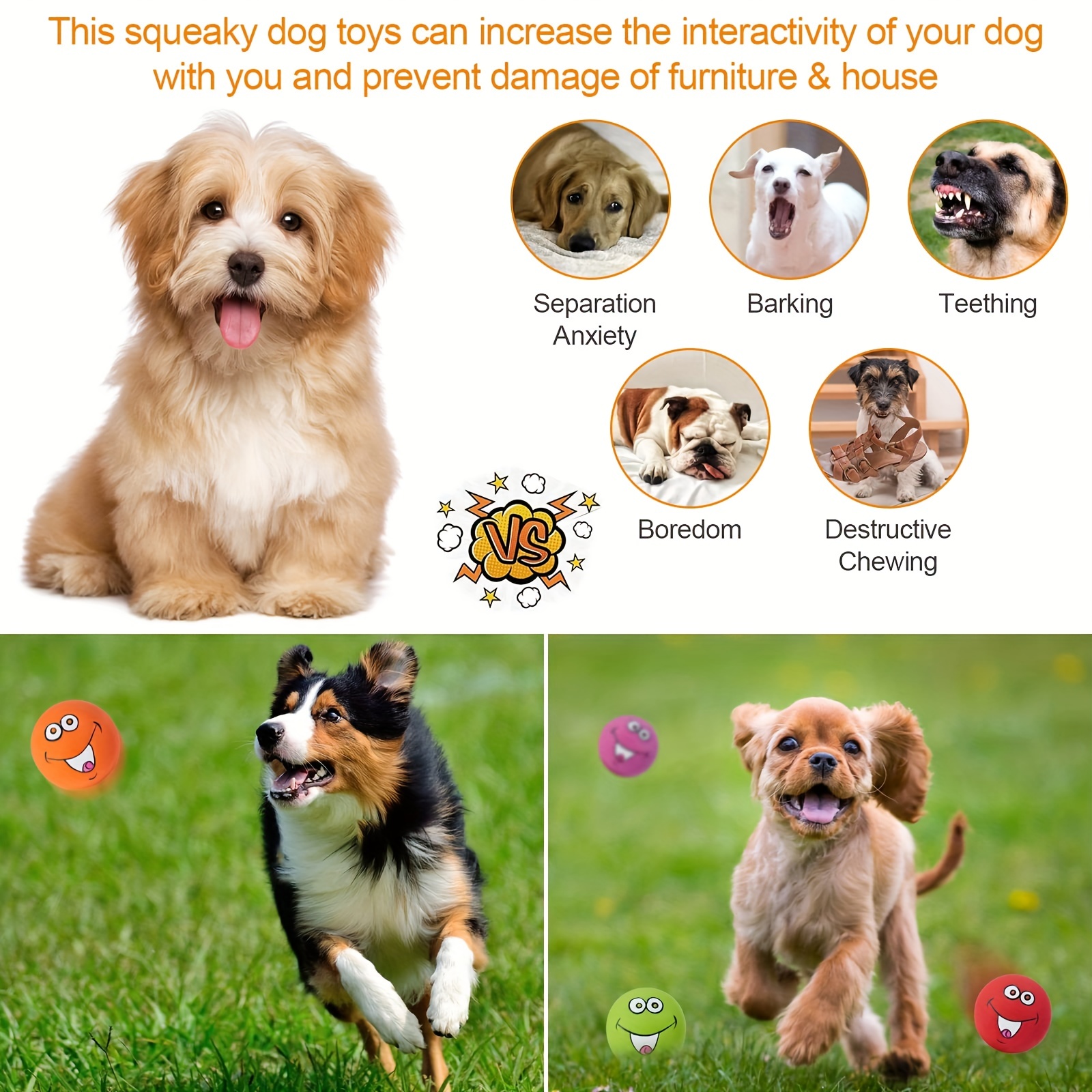 6pcs Dog Toys Natural Latex Rubber Balls Soft Bouncy Durable for Small  Medium Large Dogs Interactive Chew Fetch Play Dog Toy For Medium, Large and  Small Dogs, Durable Dog Toys