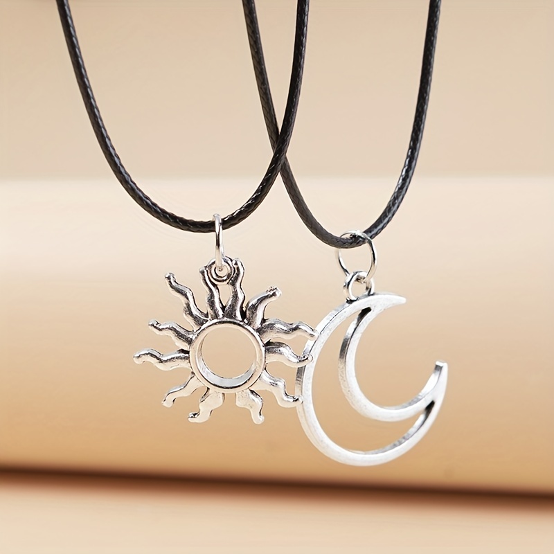 Sun and Moon Yin Yang Couple Magnetic Projection Necklace 925 Sterling  Silver