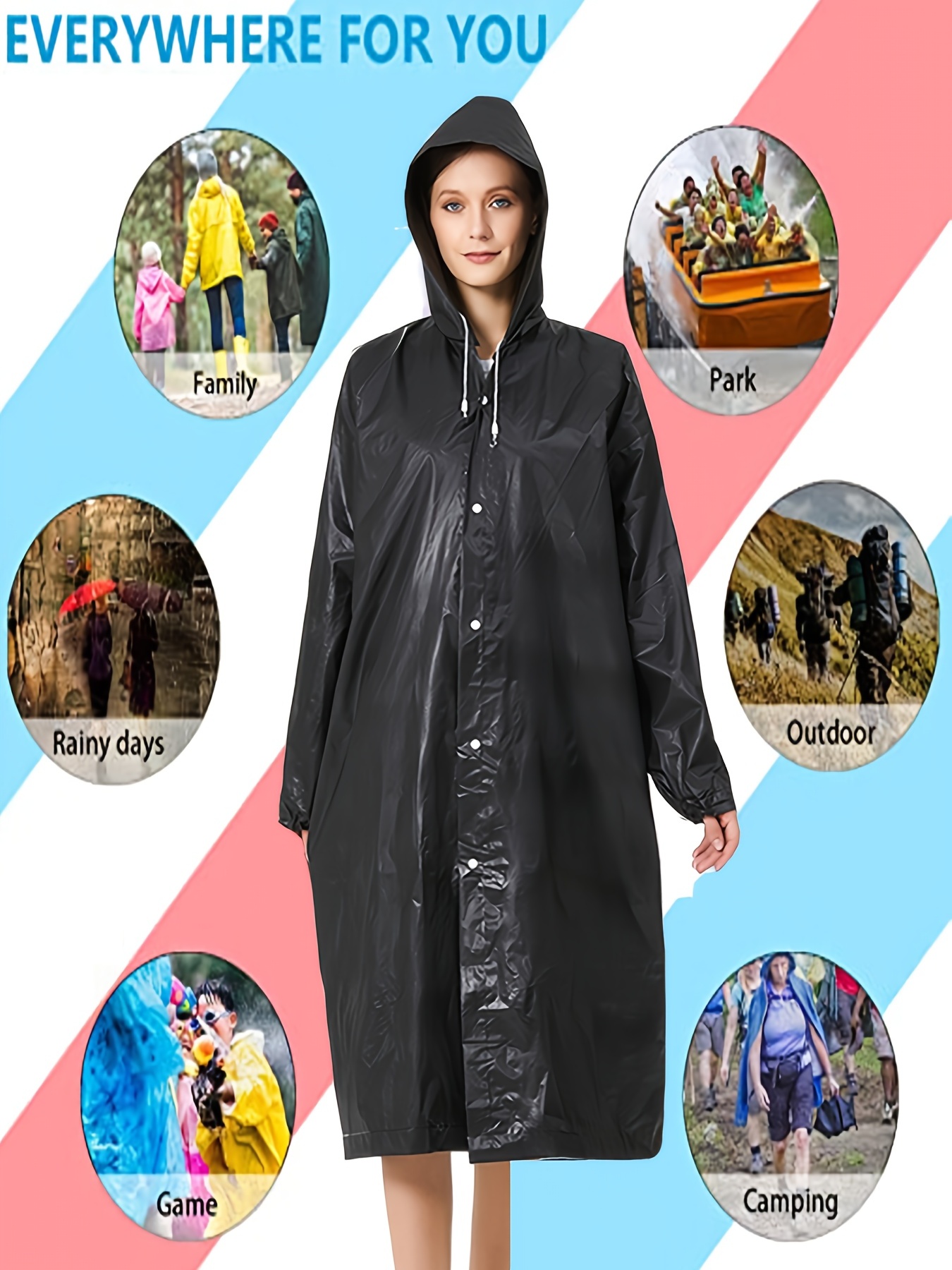 Capa de lluvia de moda Impermeable al aire libre Mujeres Hombres  Chubasquero Poncho largo - Verde XL Yuyangstore impermeables con capucha  para mujer