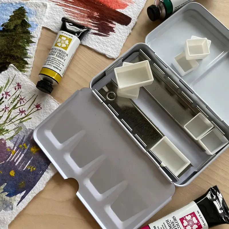 100pcs Empty Watercolor Pans, 0.03oz Water Color Pallet Pans For Watercolor  Tin, Paint Tray Palettes, Pallets For Painting Or DIY, Paint Palettes, Pai
