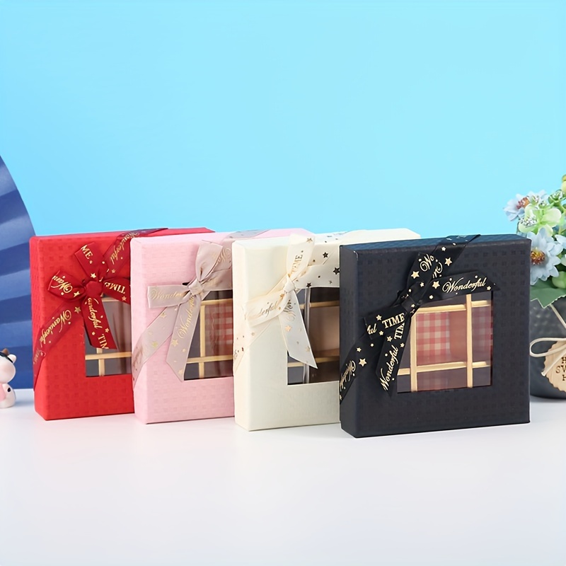 20 Cajas de regalo de papel con ventanas para regalos y postres, cajitas  para cupcakes pequeñas con ventanas en forma de corazón o cuadradas  (8*8*4cm) ER