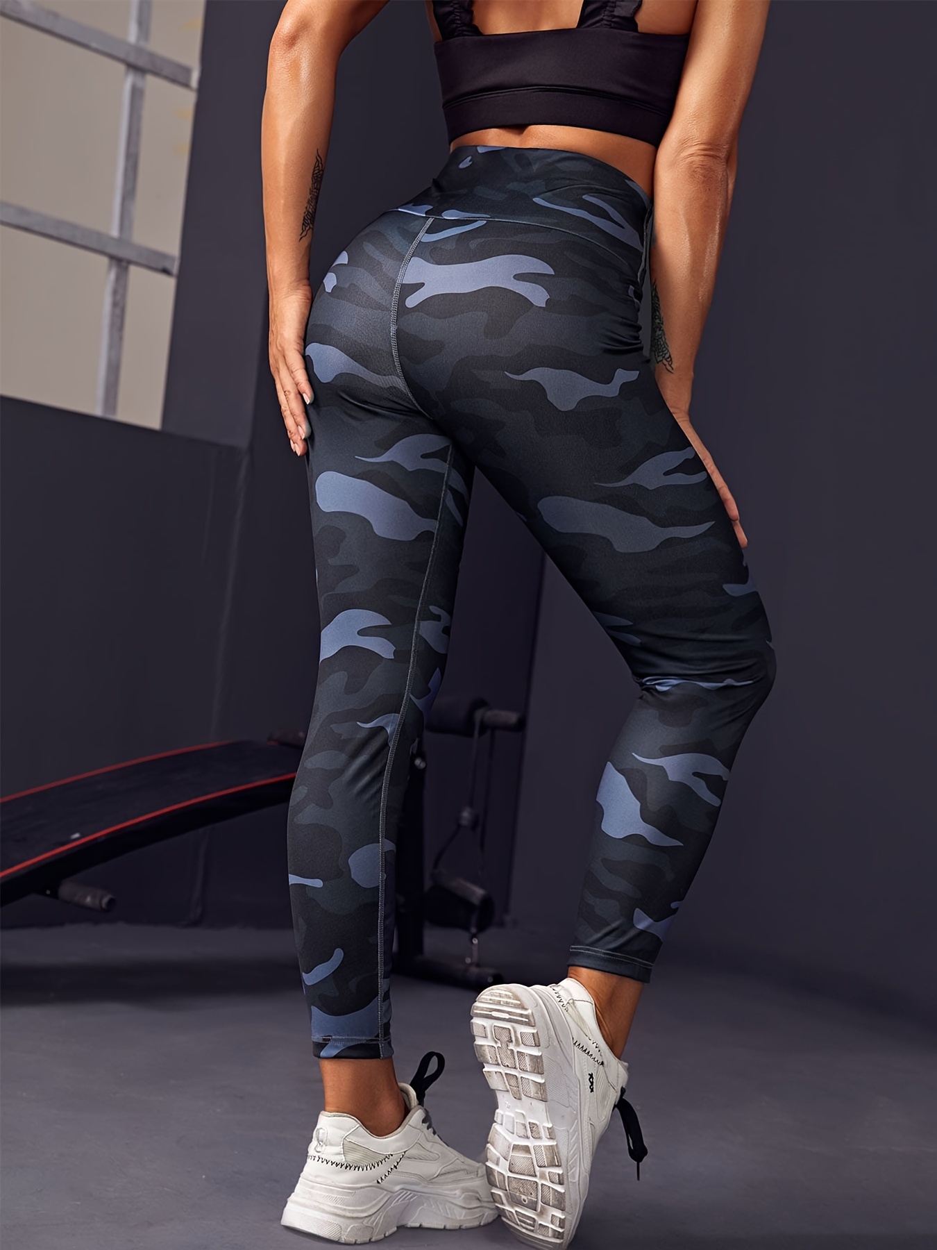 Camouflage Pattern Fitness Running Sports Leggings Gym - Temu