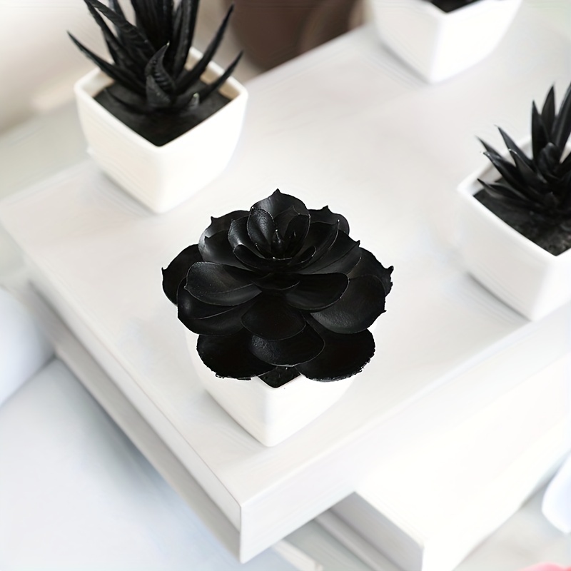 6pcs/set Planta Pequeña En Maceta Simulada Negra, Decorada Estantes  Escritorio Interiores Halloween Navidad, Mejores Ofertas Diarias Hoy