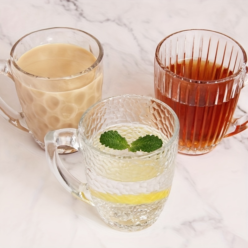 Transparent Glass Coffee Cup and Saucer Set Teacup Water Cup Milk Tea Cups  Drink Cups Juice