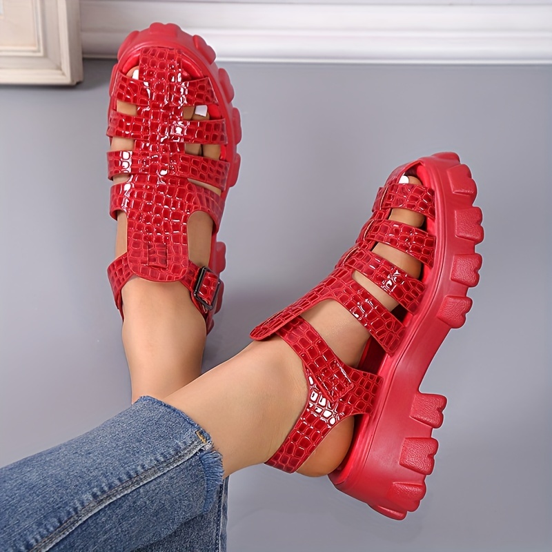 Women's Hollow Platform Sandals Breathable Closed Toe Buckle - Temu