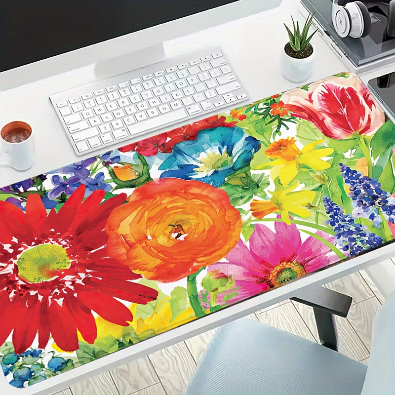 

1pc Blooming Pattern Mouse Pad, Gaming Mouse Pad, Natural Non-slip Rubber Base, Waterproof Keyboard Pad, Specially Designed Mouse Pad For Office And Home