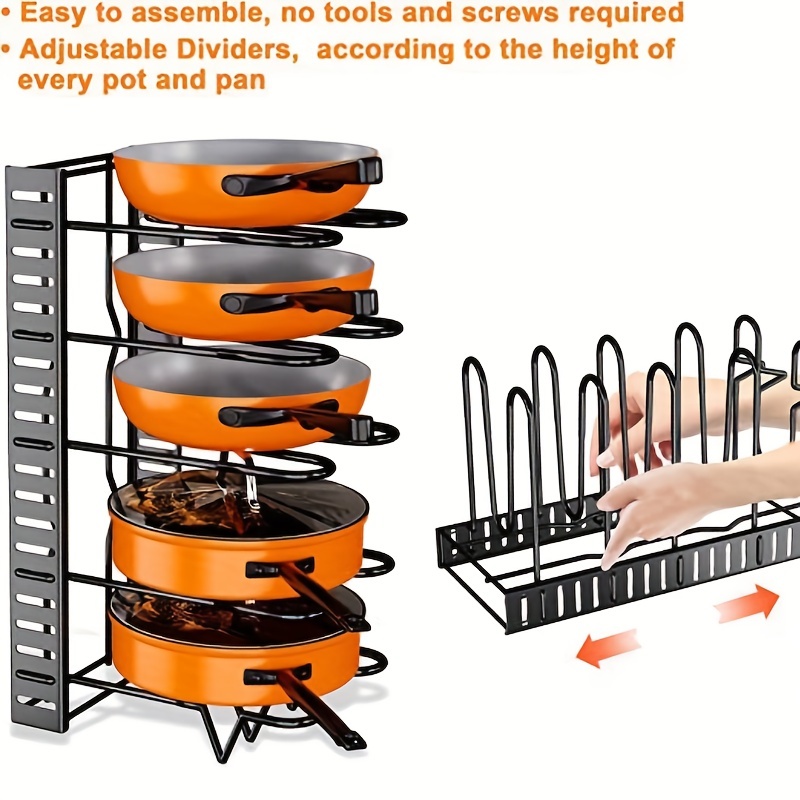 Multi purpose Pot Organizer Rack With Adjustable Dividers - Temu