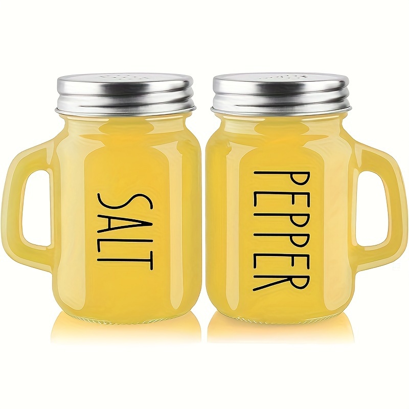 2 Pack Salt and Pepper Shakers Set, Salt Shakers for Kitchen with 4 Black  Labels and Chalk Marker, Cute Farmhouse Glass Salt and Pepper Shakers with