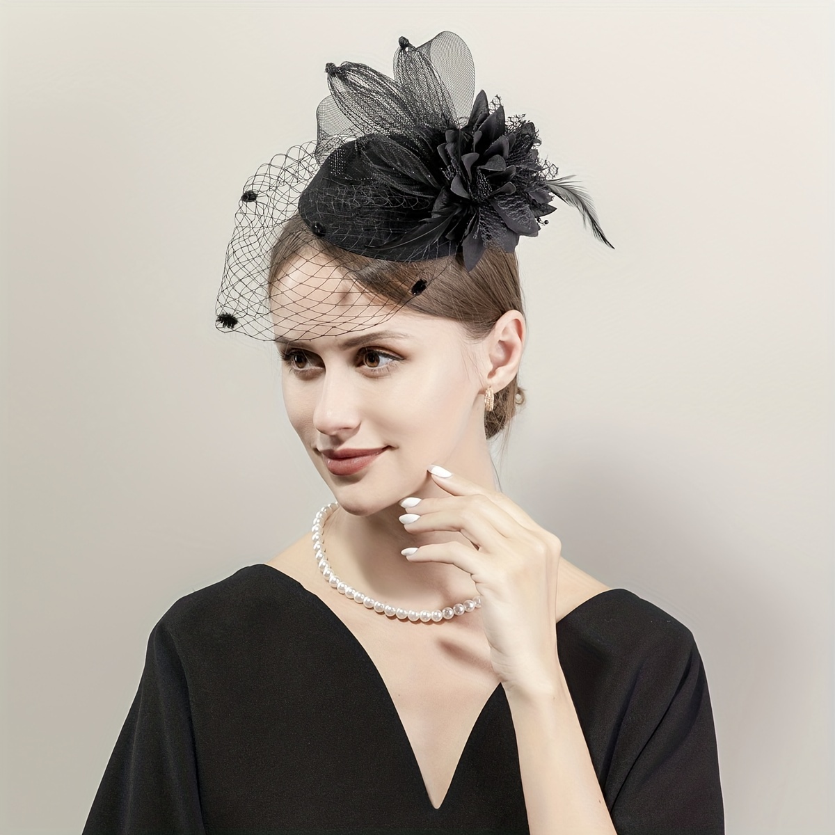 1pc women halloween flower veil mest feather fascinator  display picture 2