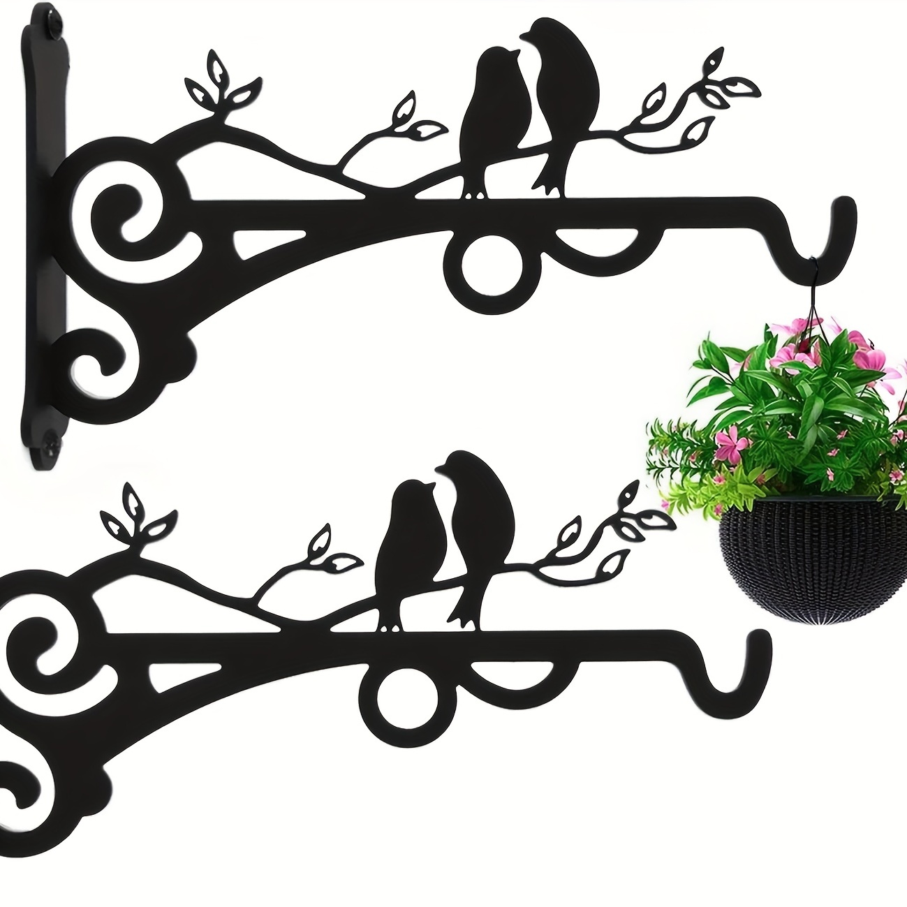 Mkono 8 Inch Plant Hangers Hanging Plant Bracket Wall Post Hooks Indoor  Outdoor for Flower Pot Basket, Bird Feeder, Wind Chime, Lanterns, 2 Pcs,  Black