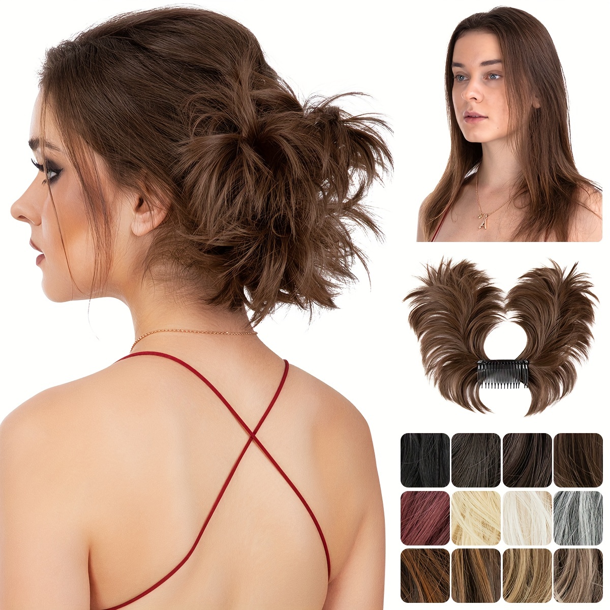 Curly Bun Extension Combs Synthetic Messy Hair Bun Scrunchie - Temu