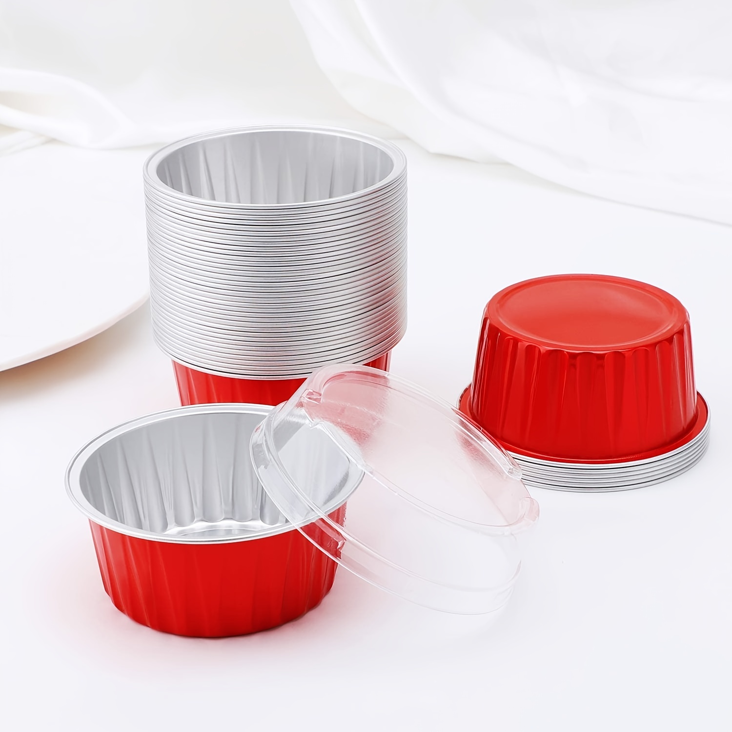 Aluminum Foil Baking Cups With Clear Lids Disposable - Temu
