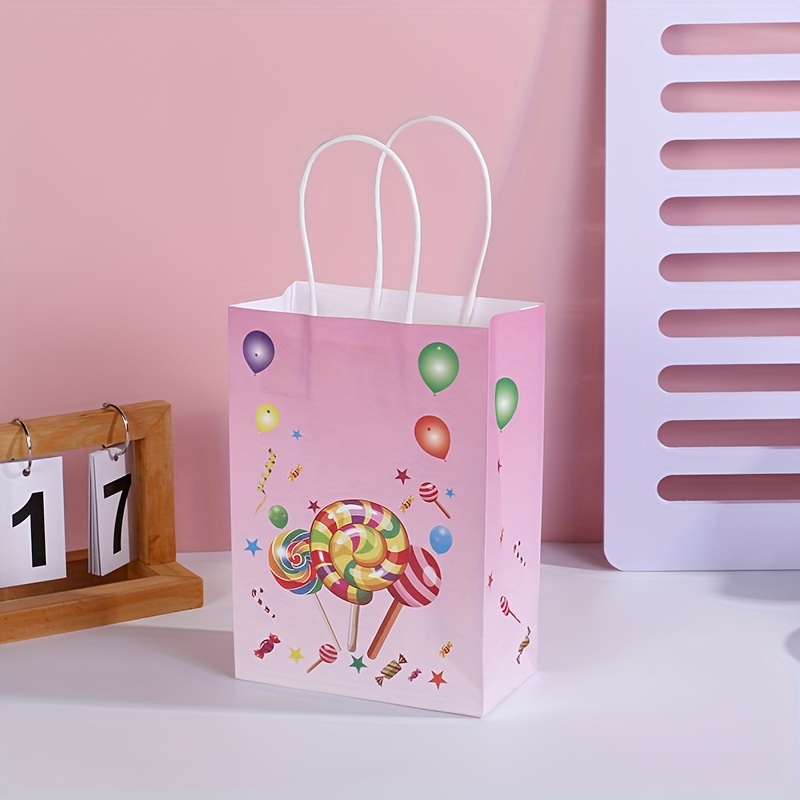 50pcs Balloon Print Gift Bag, Plastic Storage Bag For Birthday Party